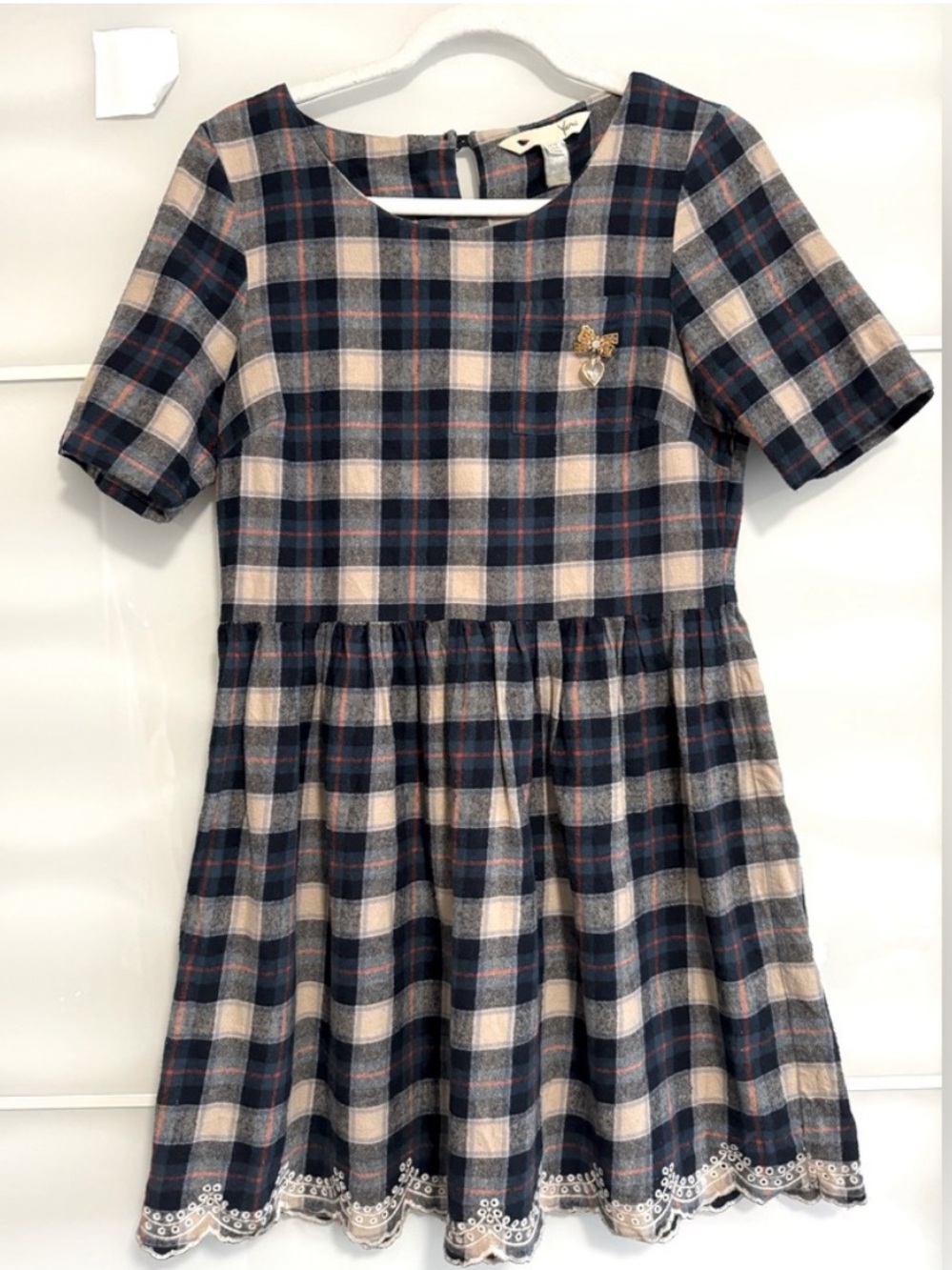 Anthro Yumi• Plaid Tartan Dress w/ Scalloped Hem • Holiday / Thanksgiving / Fall